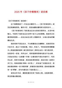 2025年《孩子你慢慢來》讀后感