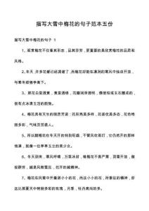 描寫大雪中梅花的句子范本五份