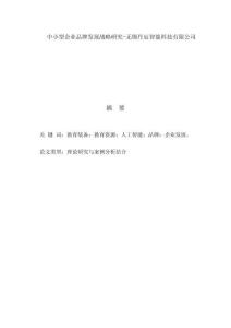 中小型企業品牌發展戰略研究-無錫丹辰智能科技有限公司