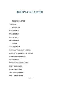 蒸壓加氣塊行業分析報告