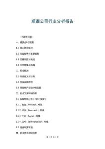 顺灏公司行业分析报告