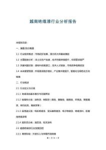 越南絕緣漆行業(yè)分析報告