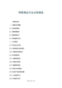 网吧周边行业分析报告