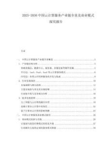 2025-2030中國云計算服務產業鏈全景及商業模式探究報告
