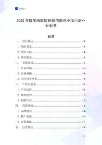 2025年搞笑幽默短視頻創(chuàng)新創(chuàng)業(yè)項(xiàng)目商業(yè)計(jì)劃書(shū)
