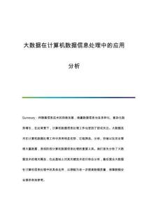 大數(shù)據(jù)在計算機數(shù)據(jù)信息處理中的應用分析