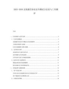 2025-2030無線通信協(xié)議安全測試方法論與工具測評
