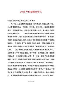 2025年仰望星空作文