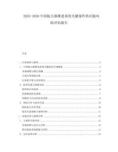 2025-2030中國航天器推進(jìn)系統(tǒng)關(guān)鍵部件供應(yīng)鏈風(fēng)險(xiǎn)評估報(bào)告