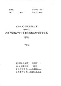 戰(zhàn)略性新興產(chǎn)業(yè)公司融資結(jié)構(gòu)與經(jīng)營績效關(guān)系研究