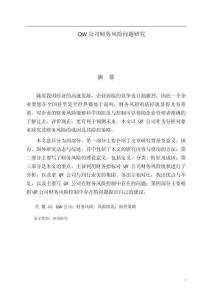 QW公司財務風險問題研究