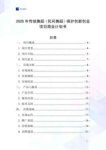 2025年傳統舞蹈（民間舞蹈）保護創新創業項目商業計劃書