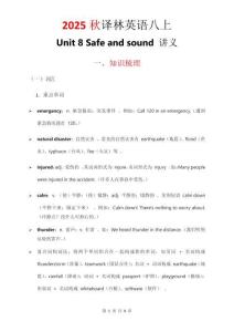 2025秋新譯林英語八上講義 Unit 8