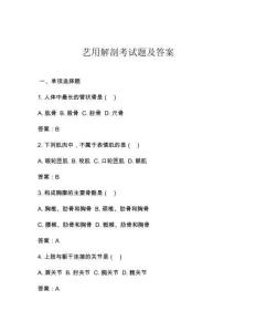 藝用解剖考試題及答案