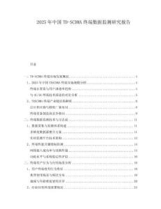 2025年中國TD-SCDMA終端數(shù)據(jù)監(jiān)測研究報告