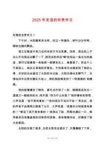 2025年友誼的珍貴作文