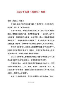 2025年名著《西游記》有感