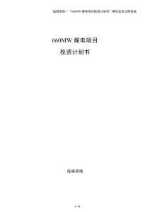 660MW煤電項目投資計劃書
