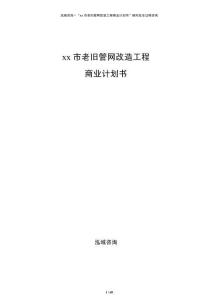 xx市老舊管網(wǎng)改造工程商業(yè)計劃書