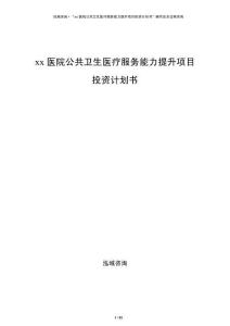 xx醫(yī)院公共衛(wèi)生醫(yī)療服務(wù)能力提升項目投資計劃書
