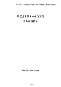 城區城鄉供水一體化工程資金申請報告（參考模板）