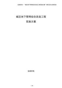 城區地下管網綜合改造工程實施方案