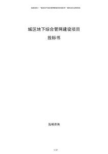 城區(qū)地下綜合管網(wǎng)建設(shè)項(xiàng)目投標(biāo)書