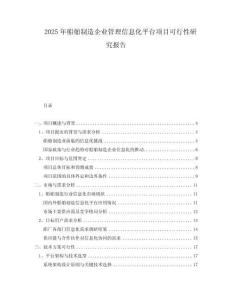 2025年船舶制造企業(yè)管理信息化平臺項目可行性研究報告