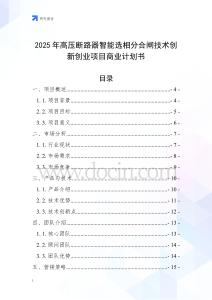 2025年高壓斷路器智能選相分合閘技術創(chuàng)新創(chuàng)業(yè)項目商業(yè)計劃書