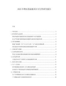 2025年憎水保溫板項目可行性研究報告