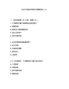 2025年稅務(wù)師考前沖刺模擬卷（七）