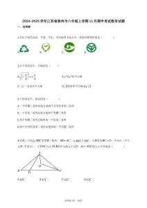 2024_2025學年江蘇省泰州市八年級上冊11月（期中）考試數學試題【附答案】