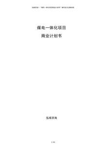 煤電一體化項(xiàng)目商業(yè)計(jì)劃書(shū)