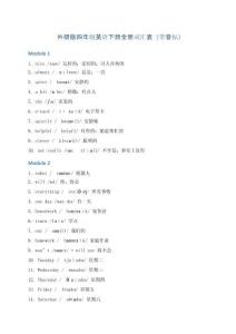【單詞表】外研版四年級英語下冊全冊詞匯表（帶音標(biāo)）