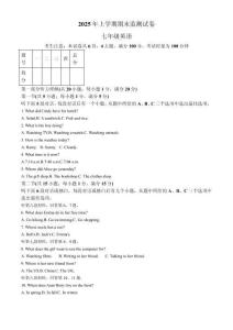 湖南省衡陽市常寧市2024-2025學年七年級下學期期末監(jiān)測英語試卷（含答案，無聽力）