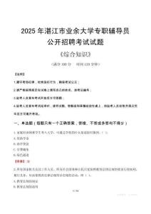 2025年湛江市業余大學輔導員考試真題