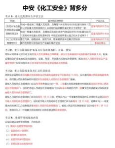 2025年注冊安全工程師中級注安背多分化工考點重點知識記憶總結