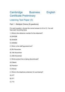 劍橋商務(wù)英語初級考試聽力部分試卷（五）