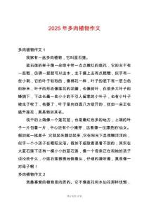 2025年多肉植物作文