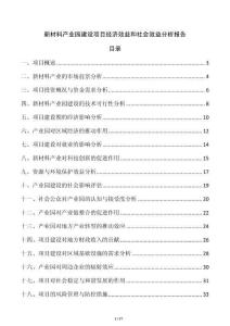 新材料產(chǎn)業(yè)園建設(shè)項目經(jīng)濟(jì)效益和社會效益分析報告