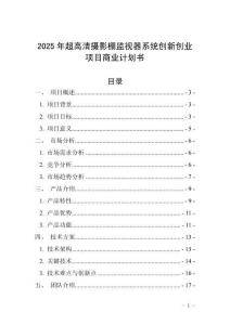 2025年超高清攝影棚監視器系統創新創業項目商業計劃書