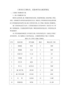 工程項目主要機具、設備和勞動力配置情況