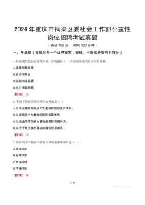 2024年重慶市銅梁區(qū)委社會工作部公益性崗位招聘考試真題
