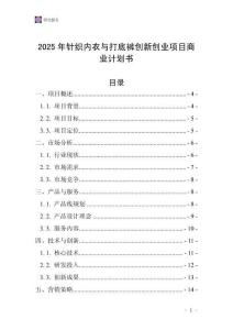 2025年針織內(nèi)衣與打底褲創(chuàng)新創(chuàng)業(yè)項目商業(yè)計劃書