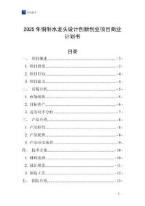 2025年銅制水龍頭設(shè)計創(chuàng)新創(chuàng)業(yè)項目商業(yè)計劃書