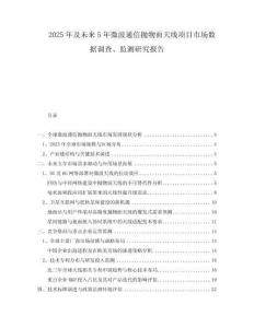2025年及未來5年微波通信拋物面天線項目市場數(shù)據(jù)調(diào)查、監(jiān)測研究報告
