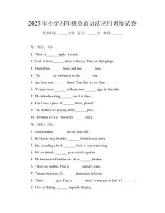 2025年小學四年級英語語法應用訓練試卷