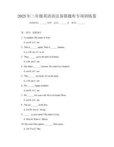 2025年三年級英語語法易錯題庫專項訓練卷