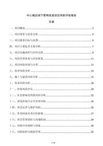中心城區(qū)地下管網(wǎng)改造項目風(fēng)險評估報告