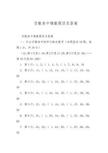 百數表中填數題目及答案
